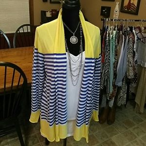 Talbots yellow, blue, white sweater cover up